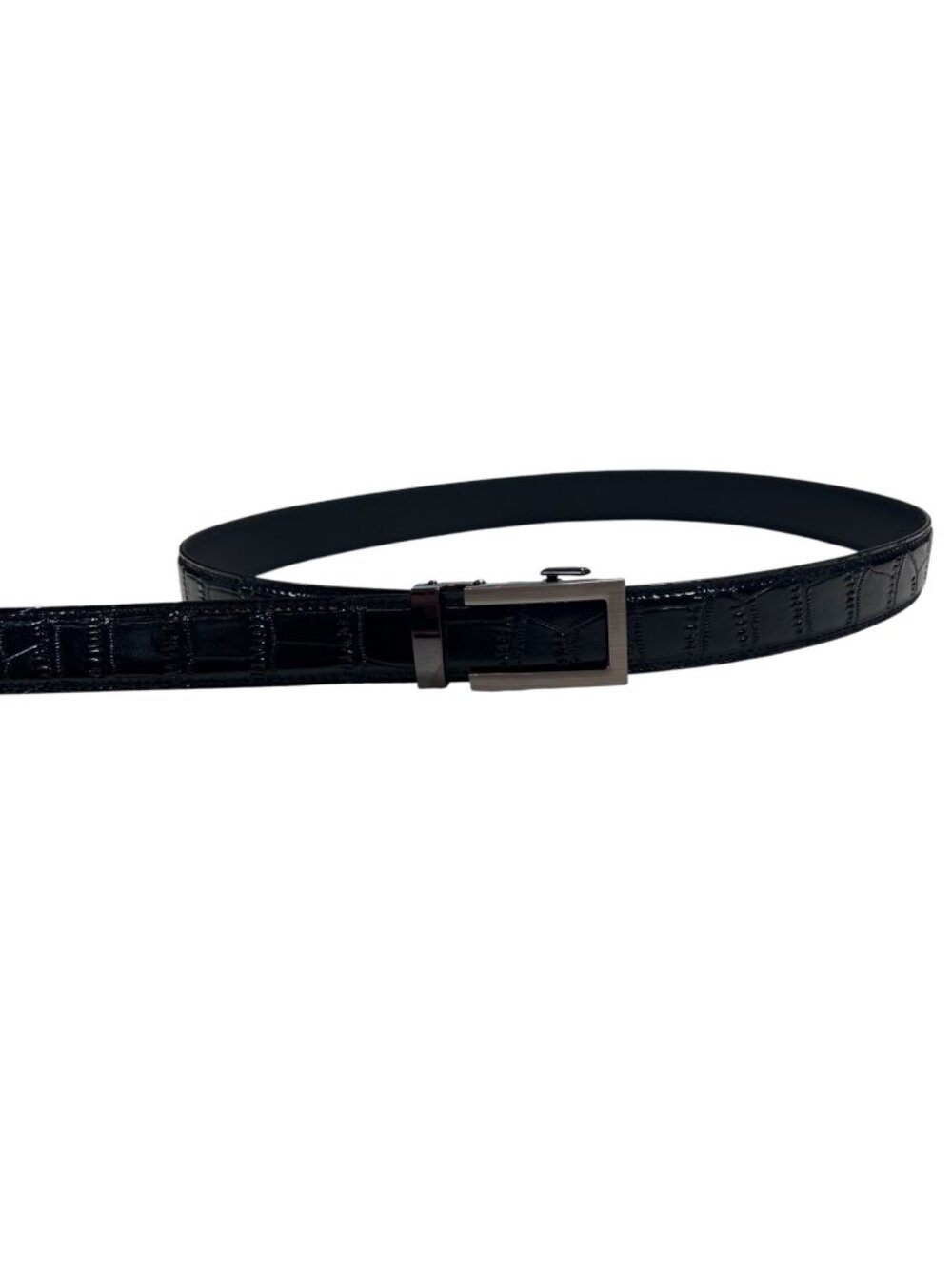 Anson Belt & Buckle Belt Black Croc Embossed Men Ratchet Holeless Adjustable Wor